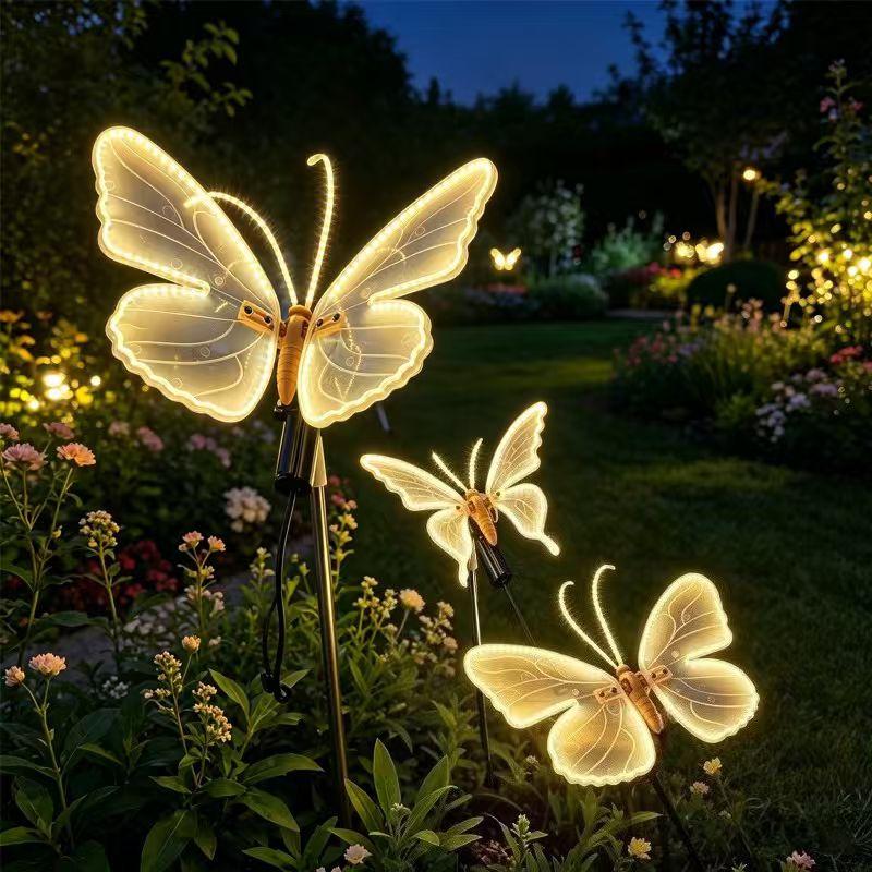 Moving LED Butterfly Lights Outdoor Wedding Party Christmas Decorations Dynamic and Static Mode Garden Yard Decor