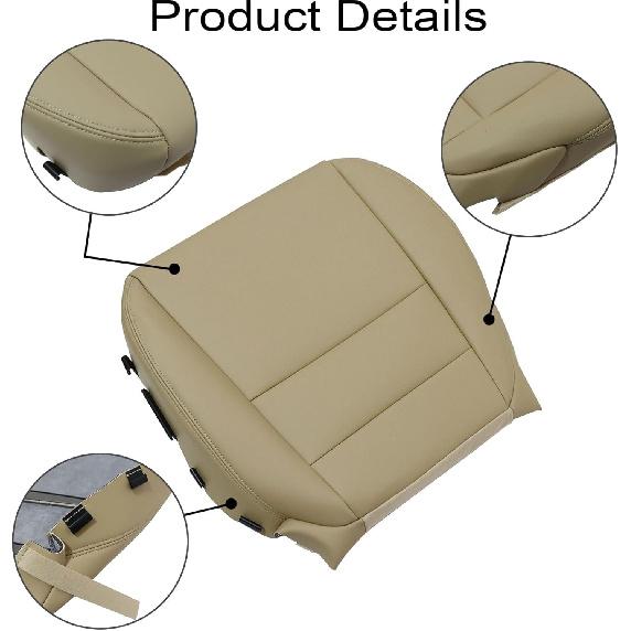 Driver Side Bottom Microfiber Leather Seat Covers Beige Tan Left Compatible with Acura MDX 2007 2008 2009 2010 2011 2012