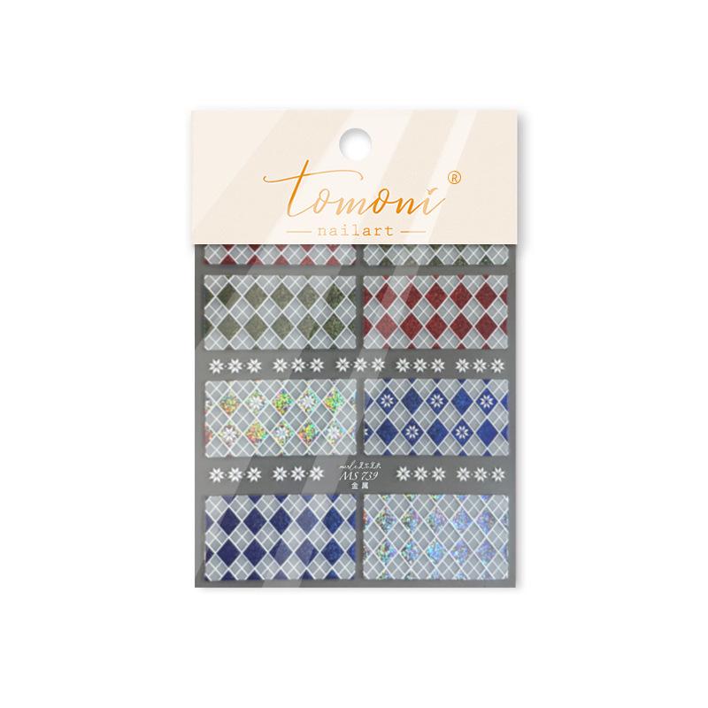 

Tomoni Metal Nail Stickers: Explore our popular collaboration designs featuring butterfly and plaid patterns for your nails and phone.