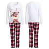Christmas Women Long Sleeve Tops+Plaid Print Pants  Family Clothes Pajamas