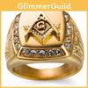 Masonic Rhinestone Fashion Symbol Ring Mens Ring Hip Hop Tide Jewelry Fashion