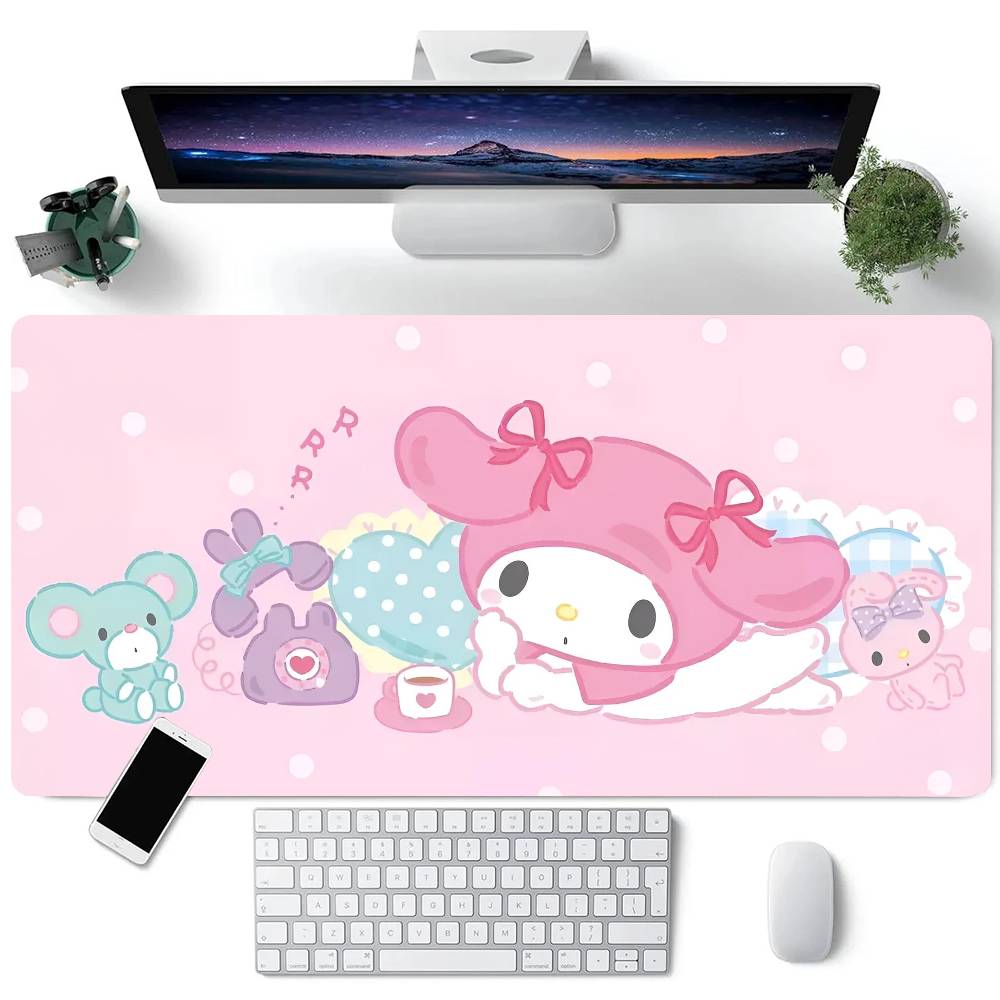 Cute Cartoon M-My Melody Mousepad Large Keyboard Desk Mat Gaming Mouse Pad LockEdge Non-slip Mat