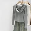 Korean Style Faux Two-Piece Hooded T-Shirt for Women, Slim-Fit & Flattering, Autumn/Winter 2026