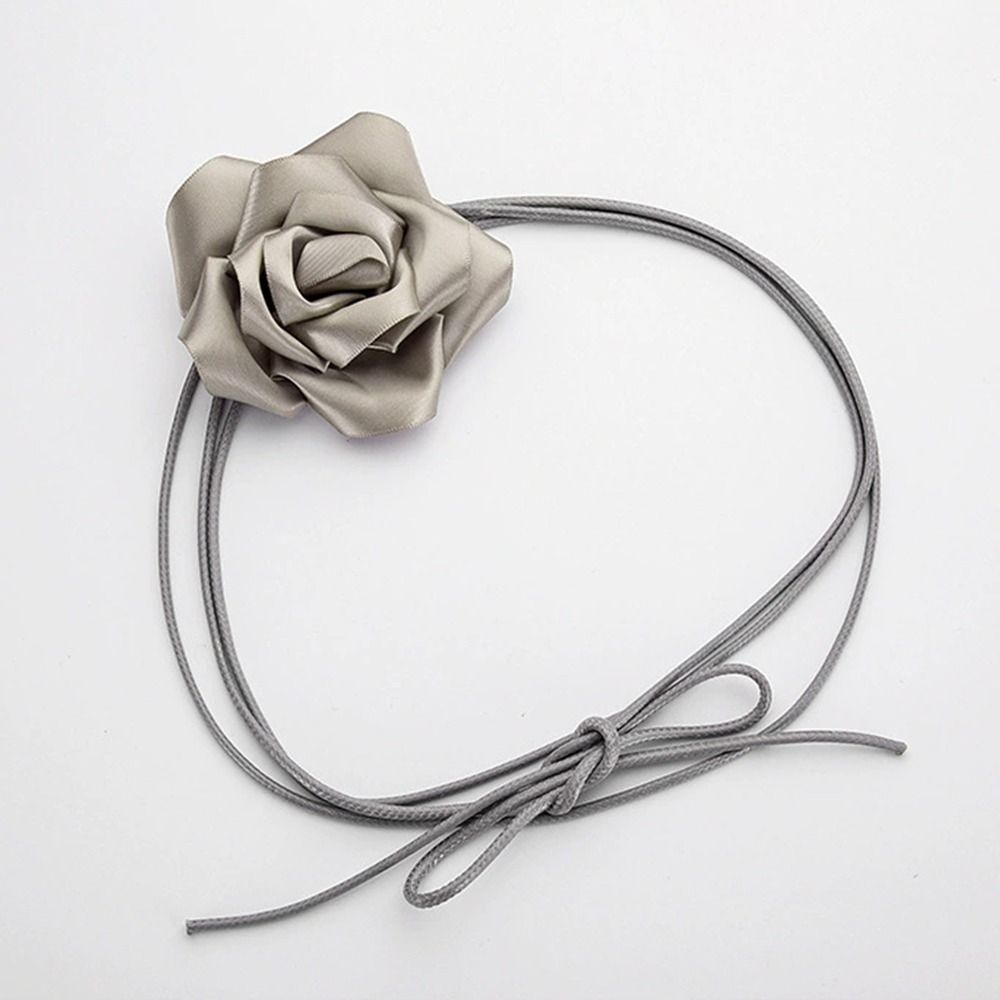 Decorative Rose Flower Rope Belts DIY Woven Waistband Strap Fabric Belt  For Women Lady Girl