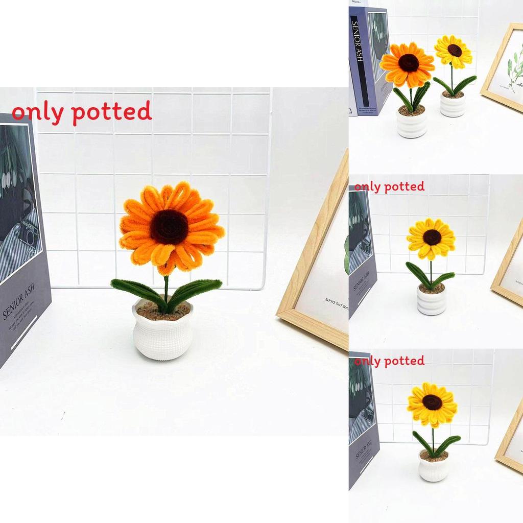Plush Twisted Rod Sunflower Potted For Home And Outdoor Use