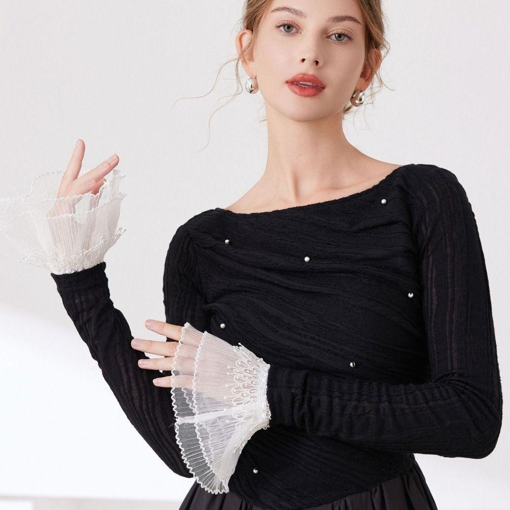 Double Layer Lace Fake Cuffs Flower False Cuff Sleeve Elastic Sleeve Cuffs  Women's Daily Wear