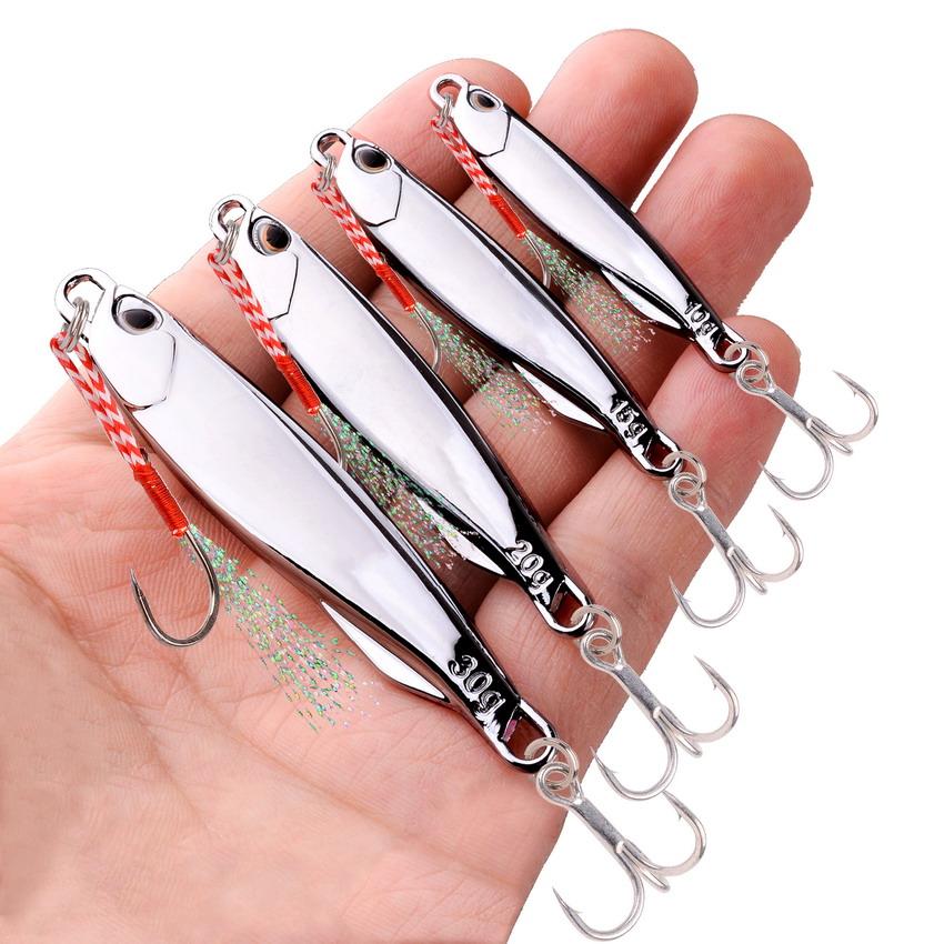 10 Stück/Los Metallguss Jig Löffel 10g 20g 30g 40g Köder Set Mit Haken Wurf Jigging Fisch Wolfsbarsch Angelköder Künstlicher Köder