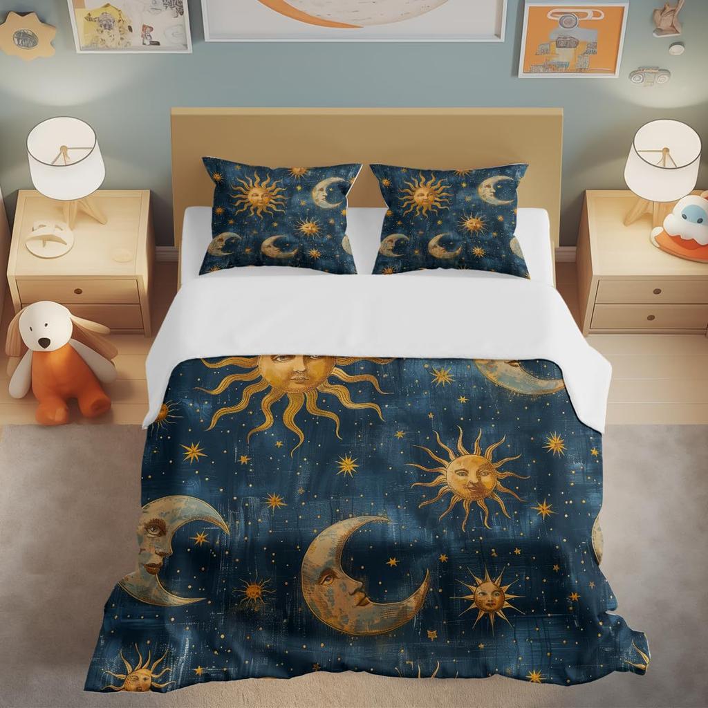 Moon Night Sky Print Bedding Bedroom Set Duvet Set Three-Piece Set