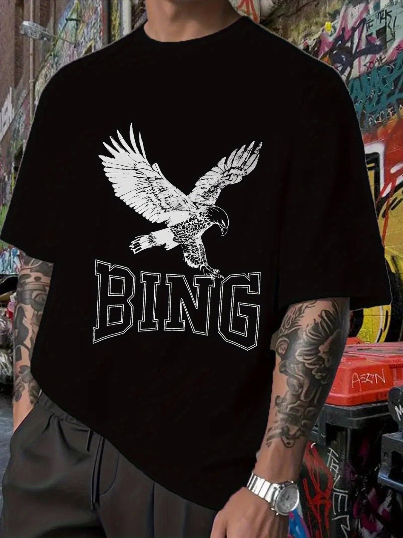 Black BING Eagle Graphic T-shirt - Hip-Hop Style XXL