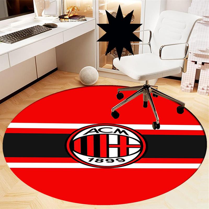 AC Milan Printed Round Rug Carpet Chair Rug Area Rug Entryway Doormats,for Office Chair Living Room Bedroom Kitchen Room.