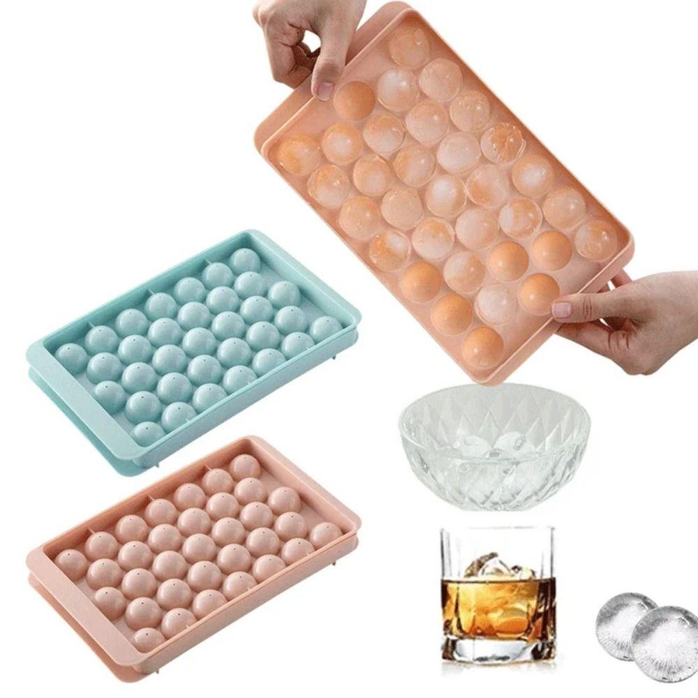 

3 Layer Ice Cube Maker Box Creative Round Ice Cube Trays Ice Ball Storage Box Kitchen Gadget M рожевий