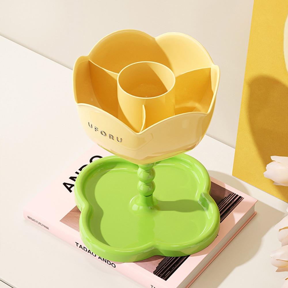 

Двухъярусный органайзер для прихожей в виде цветка, поднос для хранения тюльпанов, новая настольная полка XS жёлтый