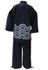 Edoten Original Denim Samue (100% Cotton) - Durable yet Soft, Patterned, Year-Round, Men's, Waist Pattern, Navy Blue, Seigaiha Pattern, Size M