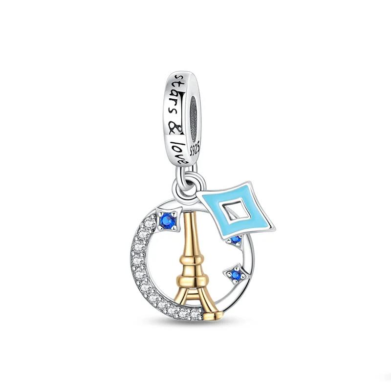 Paris Tower Aircraft Travel Charms Pendant Beads Fitoriginal Bracelet For Women Jewelry Travel Commemorative Gifts For Friends