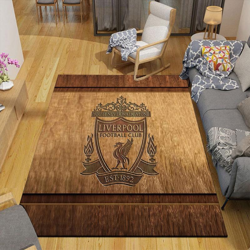 Liverpool Football Club Flanellmuster Quadratischer Teppich, Läufer, Teppich für Wohnzimmer Schlafzimmer Sofa Spielzimmer Dekor, Rutschfeste Fußmatte