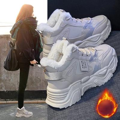 Woman Winter Sneakers 2025 New Keep Warm Thick Bottom Dad Shoes Women Comfort Casual Snow Boots Female High Top Chunky Sneaker