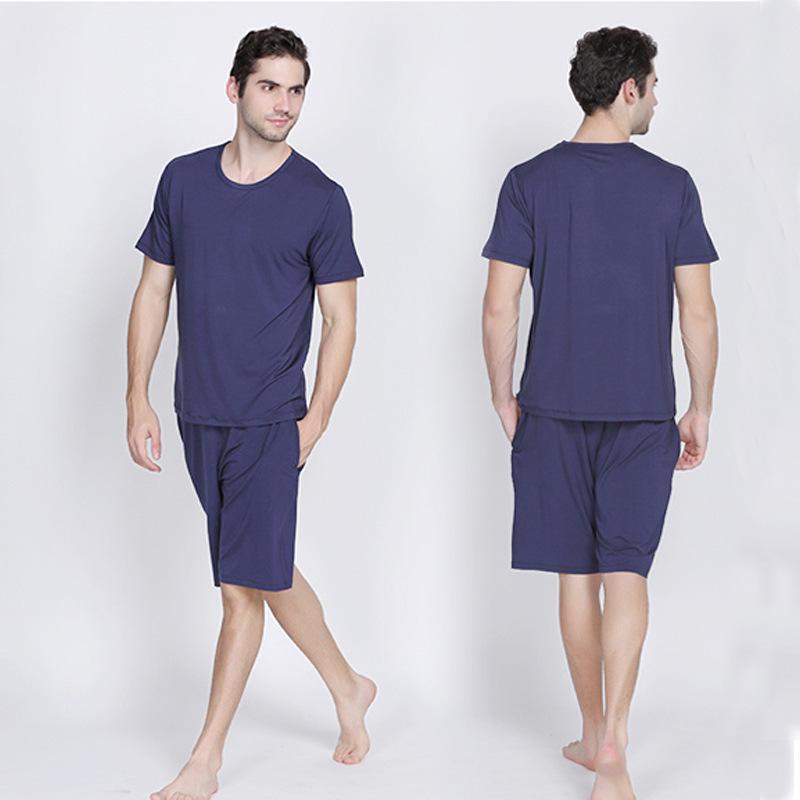 Men's Bamboo Fiber Pajama Set - Short Sleeve & Shorts for Summer