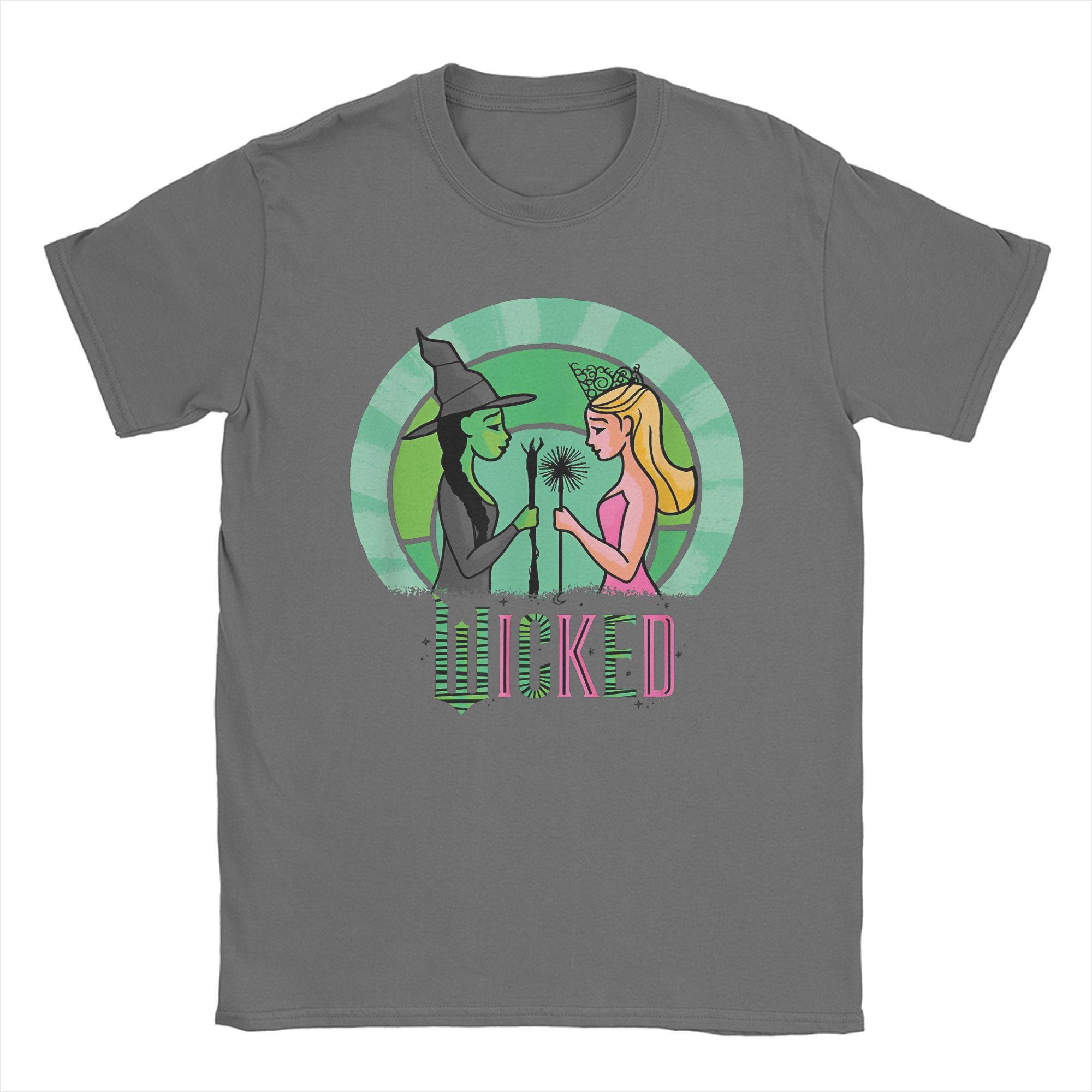 Wicked Glinda & Elphaba Sketched T Shirts Men 100% Cotton Cool T-Shirt Round Collar Movie Tee Short Sleeve Clothing Plus Size 4XL