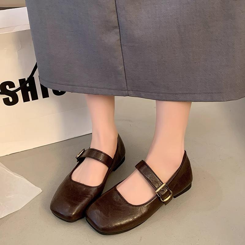 Spring and Autumn New Mary Jane Single Shoes Women's Head Pedal Shallow Mouth Flat Bottom Doudou Women's Shoes Tide