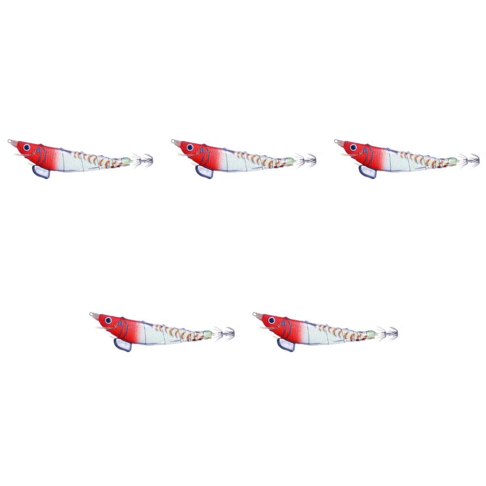 Fishing Wood Shrimp Luminous Squid Hook Octopus Artificial Bait Seawater Fishing Bait Cuttlefish Lure for Night Fishing Freshwat