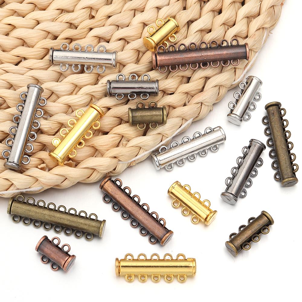 5Pcs 2/3/4/5/6/8 Holes Strong Magnetic Clasps Slide Tubes Lock Clasp Connectors DIY Bracelet Necklace Buckle Hook Jewelry Making