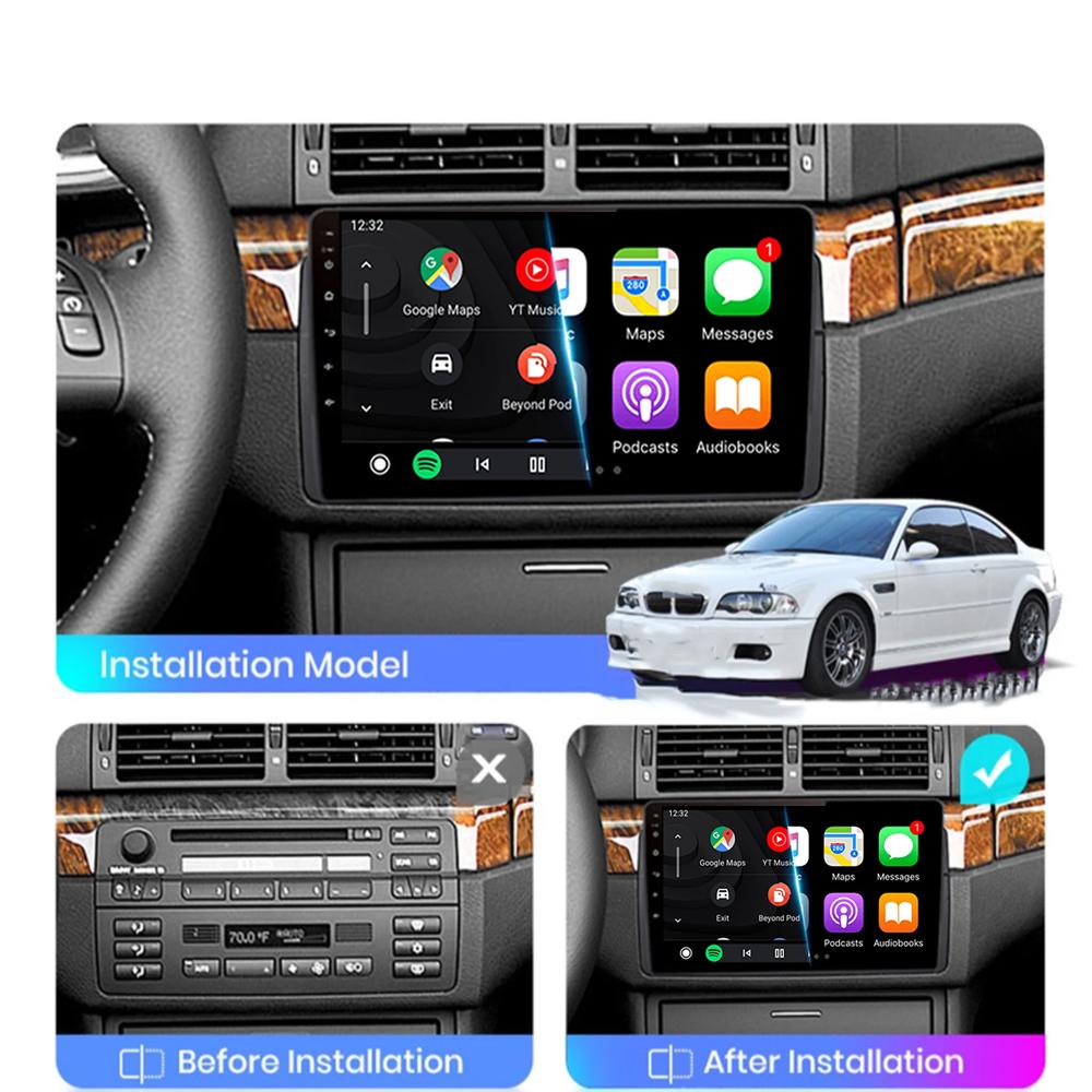 Android 14 Carplay WIFI+4G For BMW E46 M3 1998-2006  Car Radio Multimedia Video Playor Stereo GPS DPS Head Unit 360 Camera BT