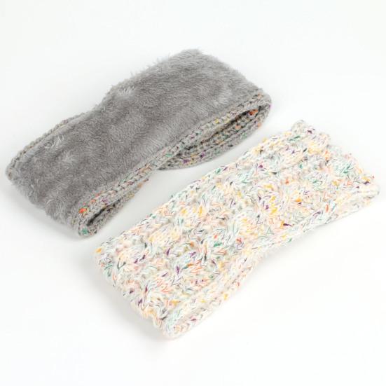 Hårbånd Myk Ull Strikket Pannebånd med Fargerike Prikker Fløyelsfôr Varm Pustende Elastisk Hårstrikk Hårtilbehør