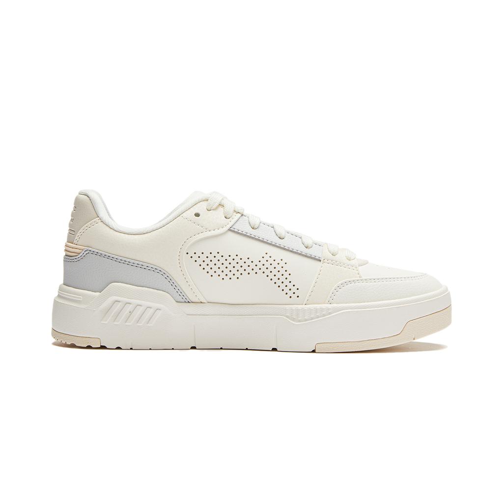 New LiNing Common 80s Anti Slip Wear Resistant Low Top Skateboard Shoes Women's White Gray AGCU040-1