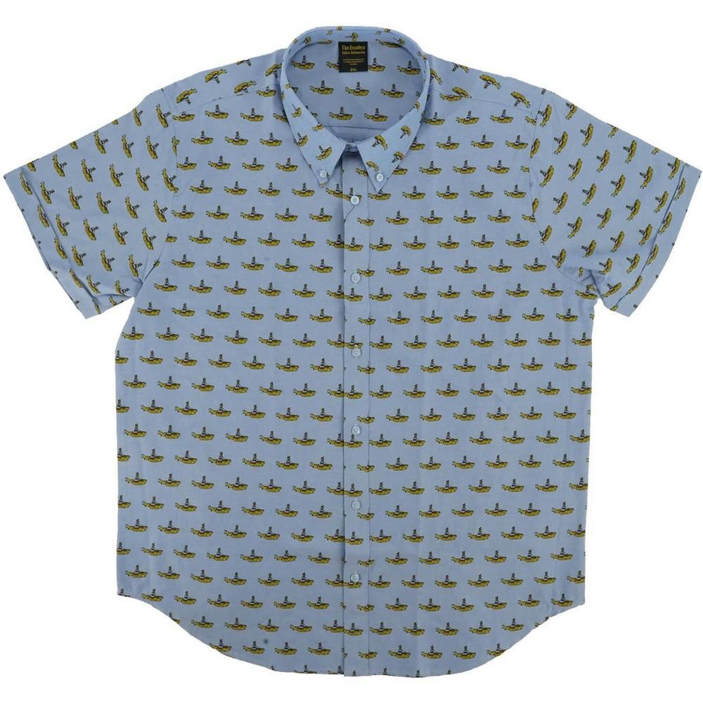 Camicia con stampa all-over del sottomarino giallo unisex adulto dei Beatles L colore di oxford blu