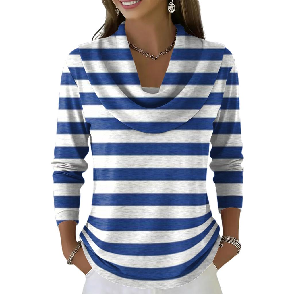 Women's Casual And Fashionable Round Neck Long Sleeved Printed Top Sweater