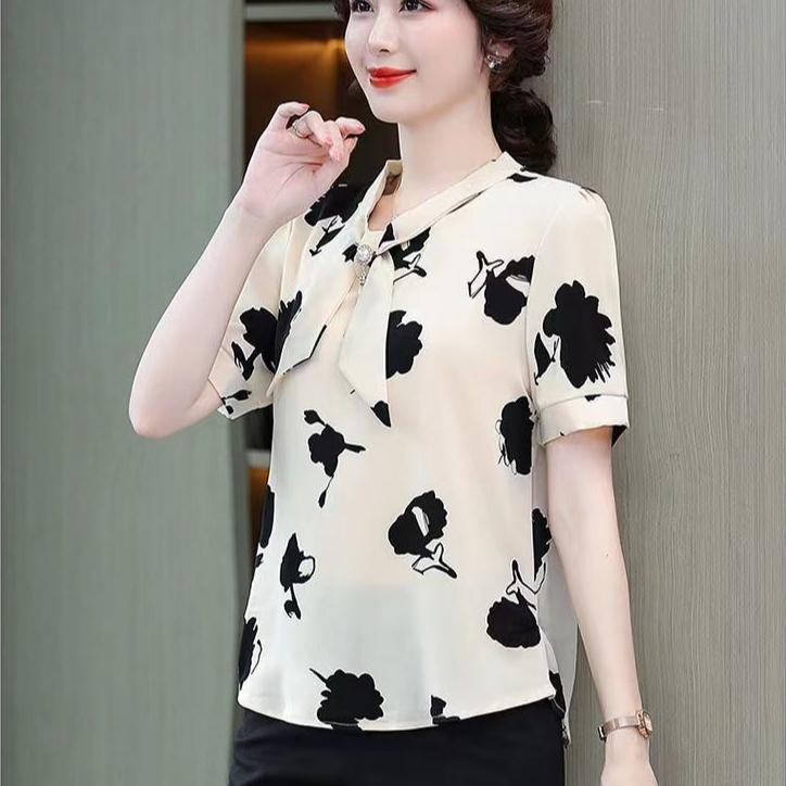 Short Sleeved Shirt for Women's Summer Ladies Loose Casual Shirt Fashionable Printed T-shirt