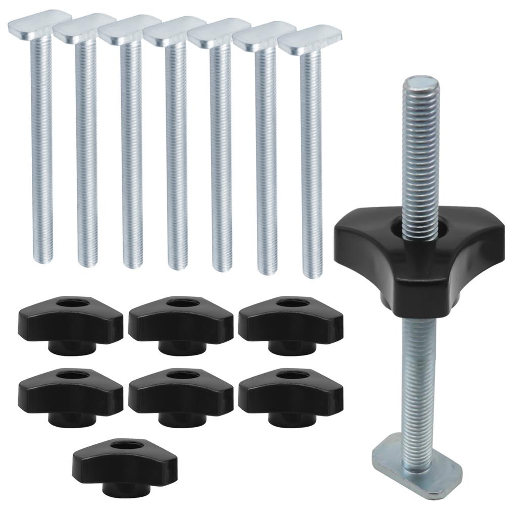T Bolt Knob Kit - Miter Track Sliding Nut T-Slider T Slot T Bolt and Nut Set - T Screw and Plastic Knob Nut - Jigs Screw Fixture