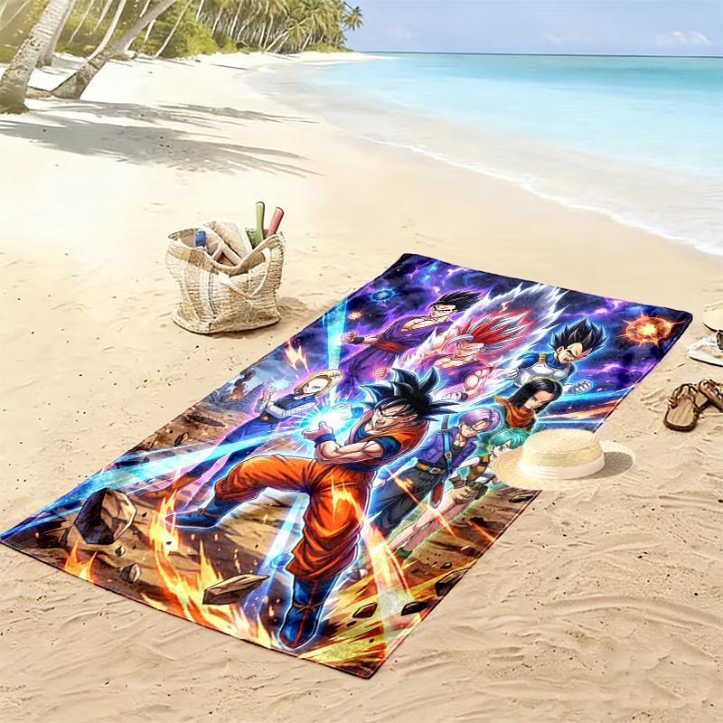 Son-Goku Print Beach Towel, Large Soft Quick Dry Towel for Beach Camping Swimming