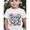 European sizes Mardi Gras Summer Boys' Fashion Short-Sleeve T-Shirt with 'SIX SEVEN' Number Six And Seven, Featuring Small Mask Elements