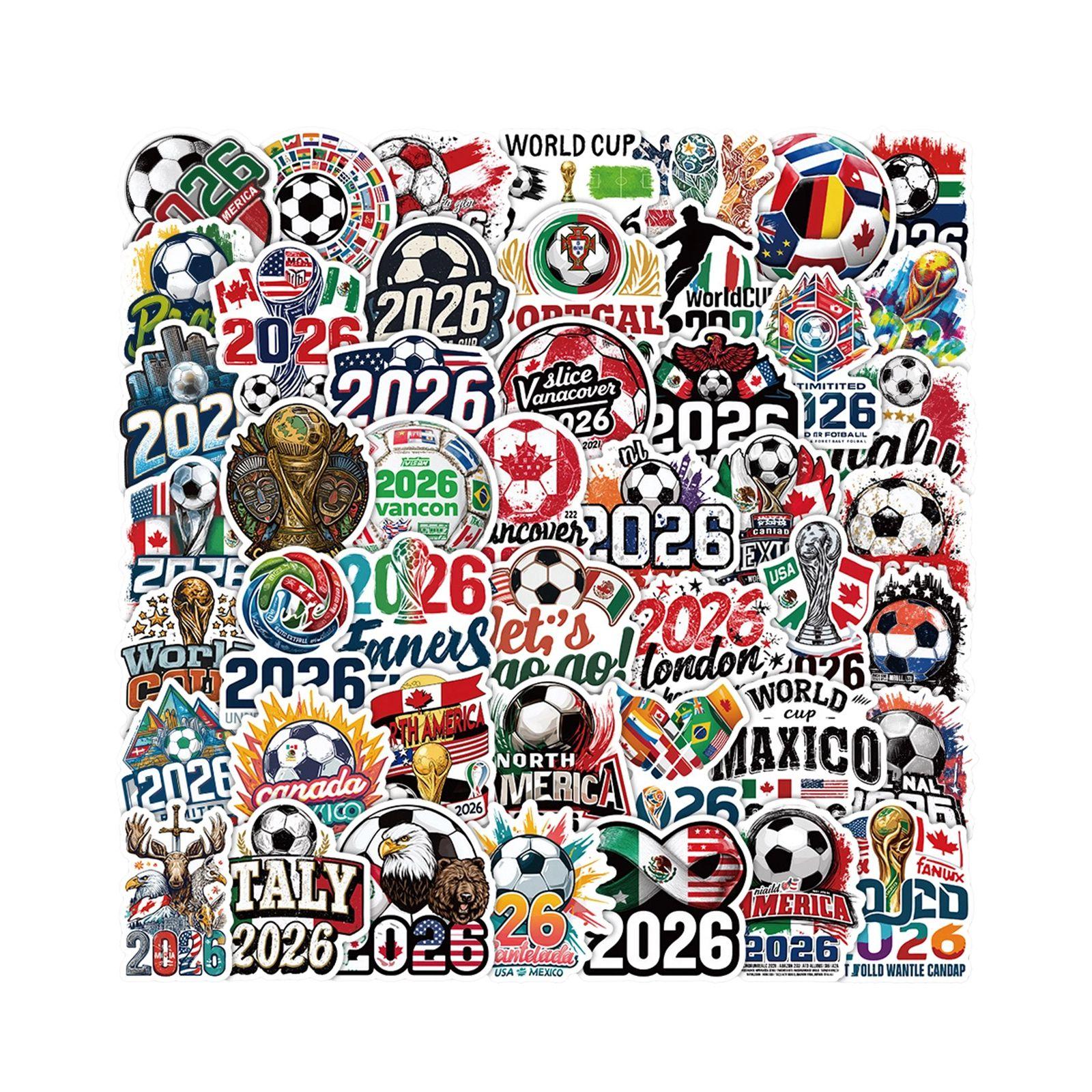50 PCS Football Soccer Stickers Soccer Sports Stickers Vinyl Waterproofs Sticker Graffitis Decals Soccer Gifts For Water Bottle Helmets Scrapbook Kids One Size