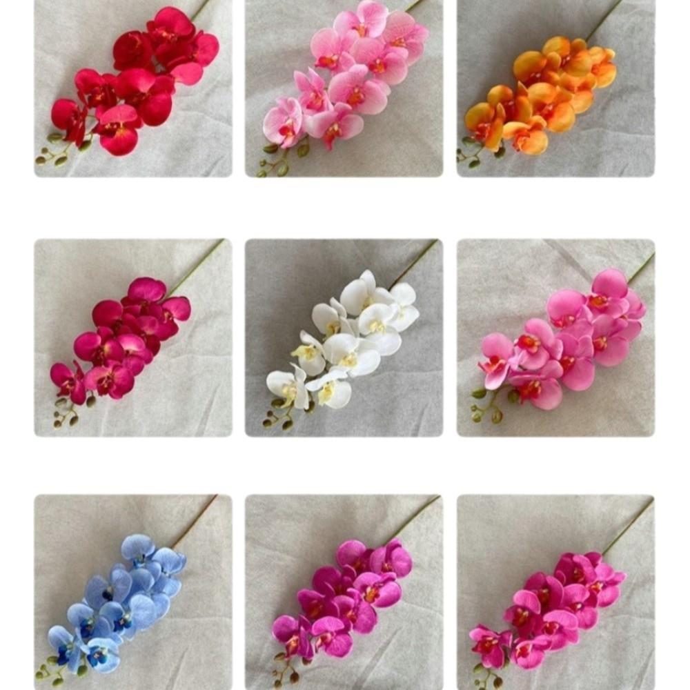 8-Head Arrangement Artificial Butterfly Orchid Velvet Texture Fake Phalaenopsis Wedding Hall