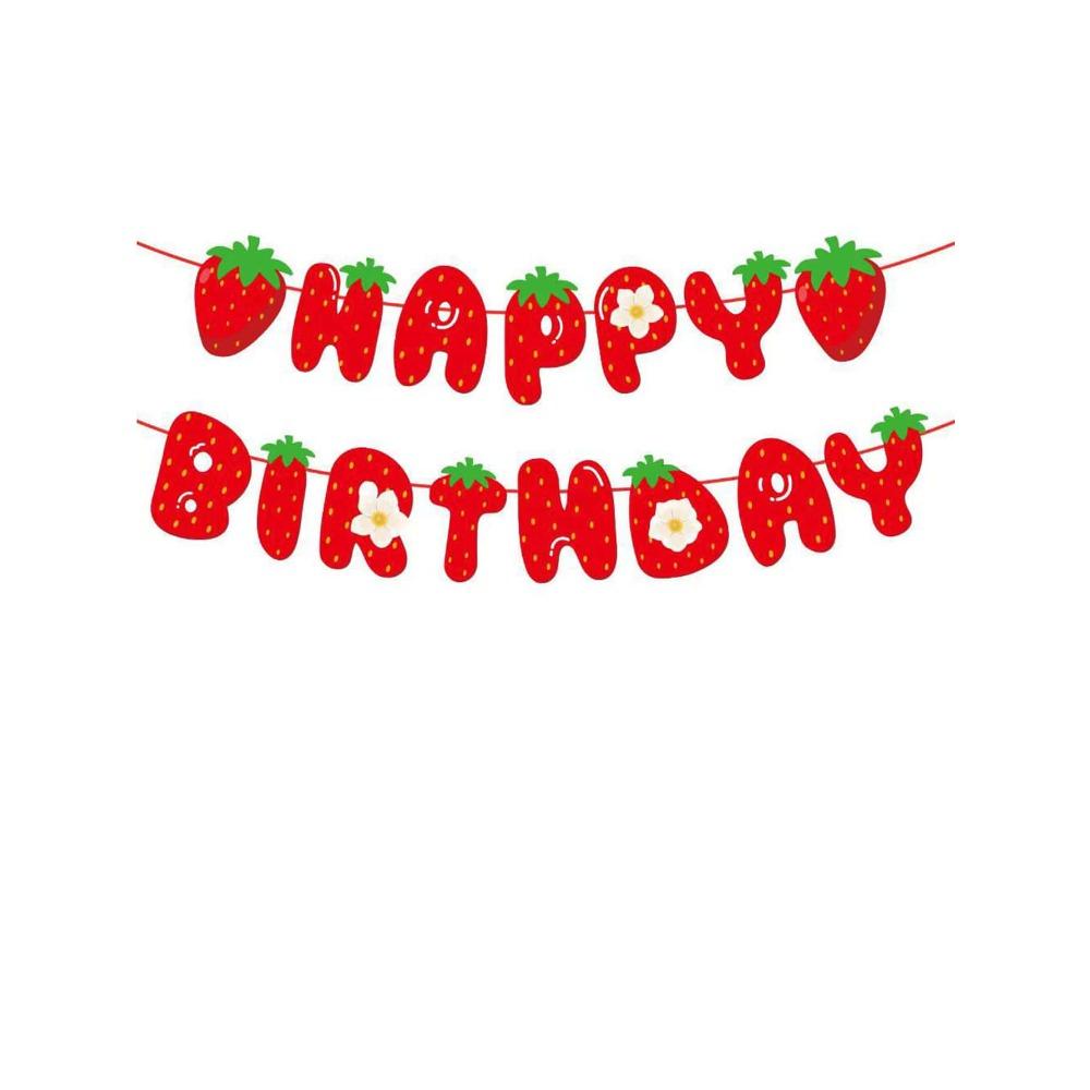 1 Set Strawberry Theme Banner for Home Festival Party Birthday Decorations