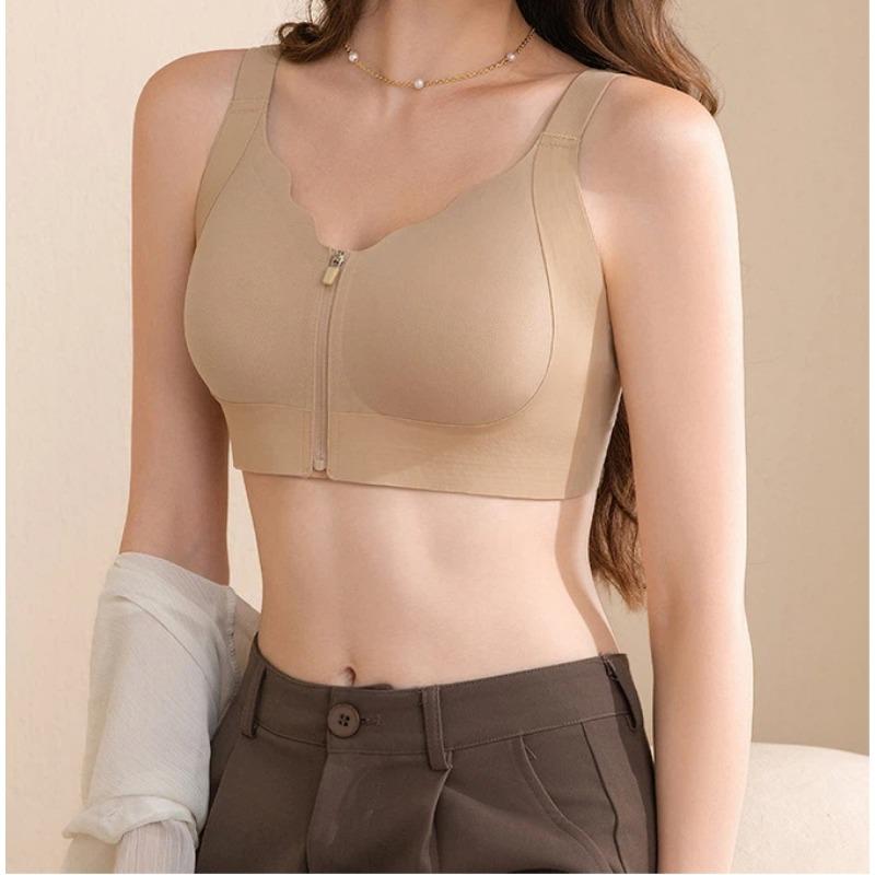 Women Front Zip Wireless Bra Four Way Lift Support Comfortable Lingerie