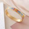 European and American Bestseller: 18K Gold Plated Titanium Steel Enamel Bracelet - Women’s Colorful Drip Oil Light Luxury Jewelry.