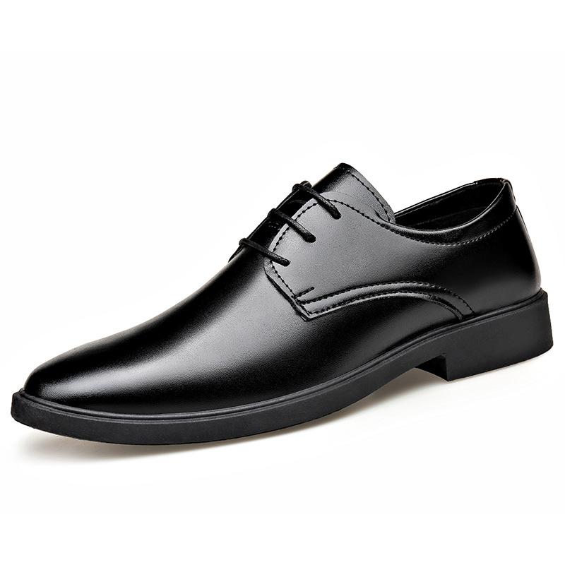 Large size business leather shoes men's formal wear youth platform low heel casual Korean version trend British style men's shoes