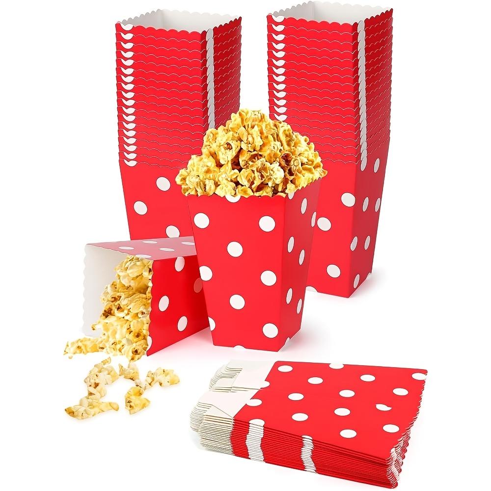 50pcs Red Polka Dot Paper Popcorn Boxes, Multipurpose Snack Containers for Weddings, Birthdays, Anniversaries, Bachelor Parties