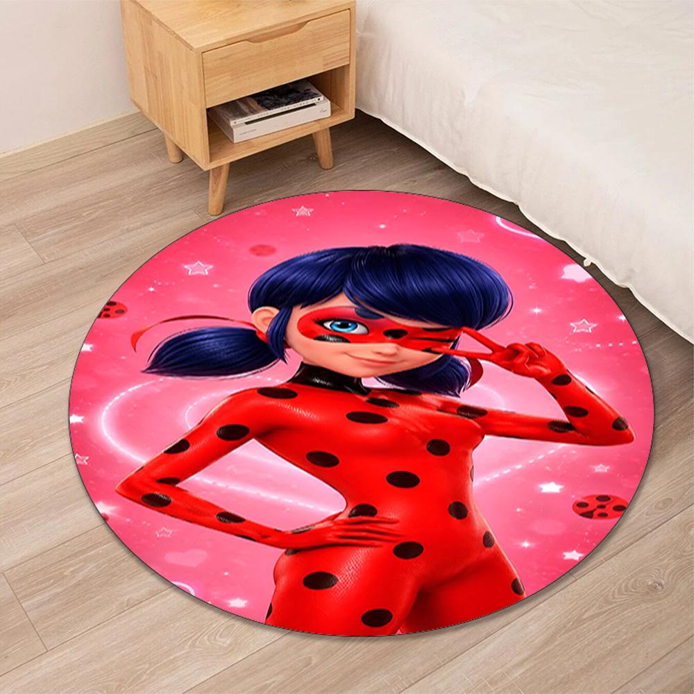 Ladybug Printed Round Rug Carpet Chair Rug Area Rug Entryway Doormats,for Office Chair Living Room Bedroom Kitchen Room.