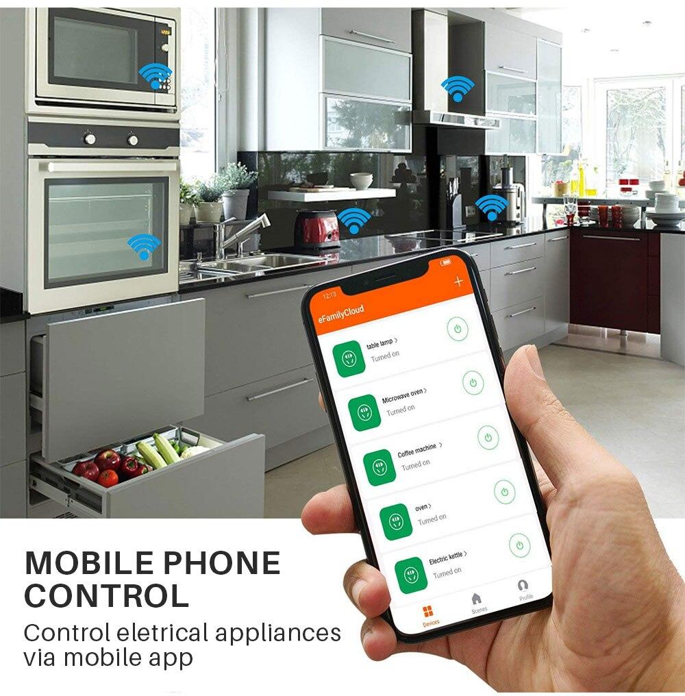Tuya Smart Wifi Universal Socket 15A App Remote Control Eu Plug Universal Power Socket Works with Alexa Google Home