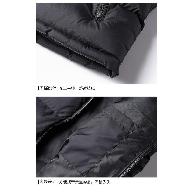 Winter Warm Thick Teen Solid Stand Collar Black Casual Zip Straight Hem Padded Vest