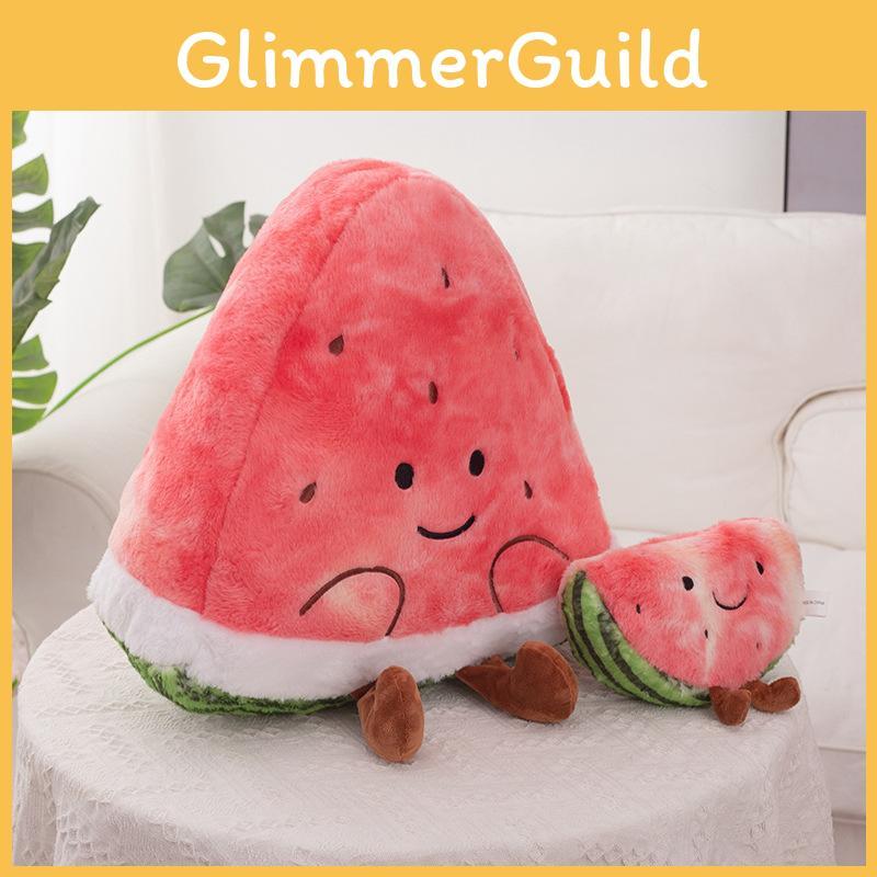 Shape Plush Watermelon Doll With Embroidery Design For Playroom Decor And Gift