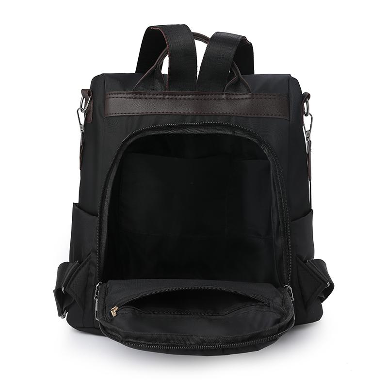 Nylon Tyverisikker Ryggsekk Dame Ensfarget Utendørs Reiseveske Multifunksjonell Skulderveske