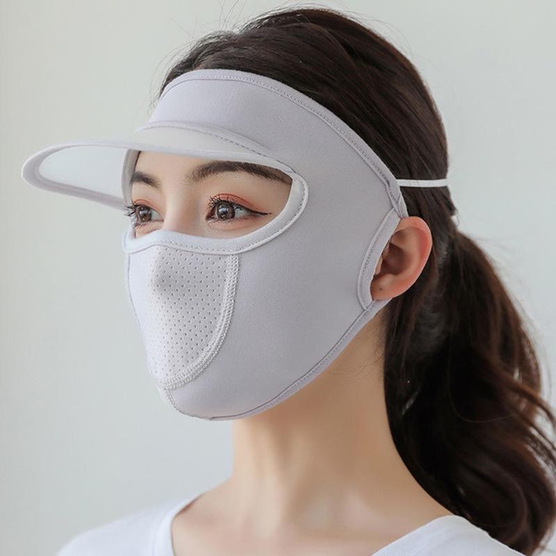 Women Thin Breathable Ice Silk Sunscreen Long Neck Full Face Mask Summer UV Protection Cycling Outdoor Beach Sun Hat