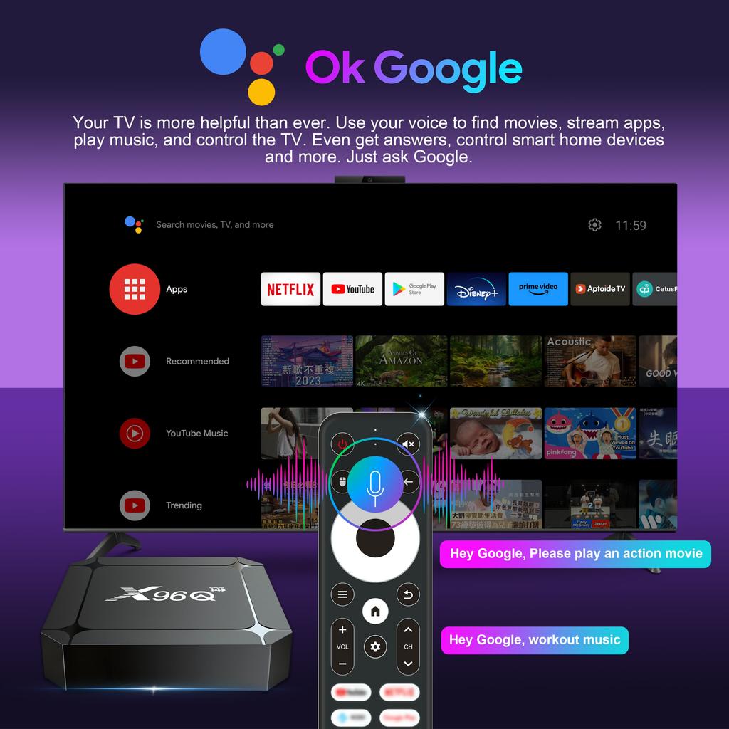 X96Q RK3518 Smart TV BOX Android 14 Rockchip RK3518 4K USB3.0 4K WIFI6 2G16G Set Top Box Media Player Android tv