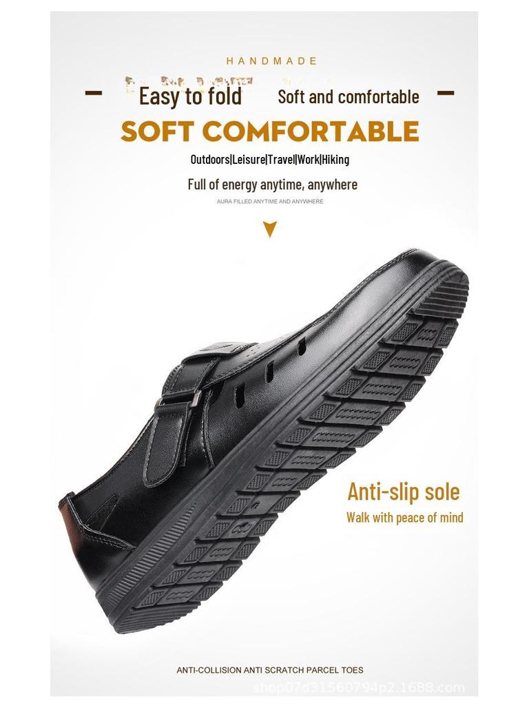 Pánské všestranné nízké prodyšné ležérní sandály TEMU s měkkou koženou podrážkou