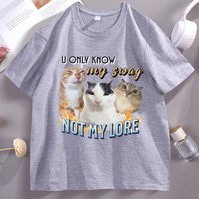 Funny Cat Meme T Shirt Unisex Unisex Y2k Clothes Graphic Tee Casual Comfortable Short Sleeve Round Neck Printed Tshirts Unisex Clothing